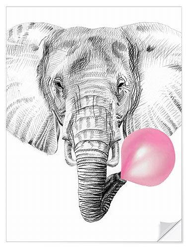 Naklejka na ścianę Bubblegum Elephant