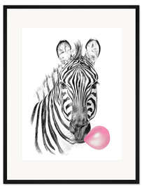 Gerahmter Kunstdruck Bubblegum Zebra