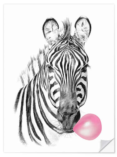 Selvklebende plakat Bubblegum Zebra