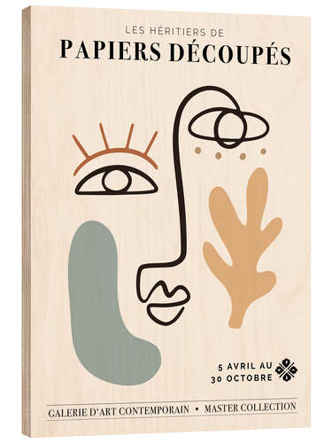 Tableau en bois Papiers Découpés II