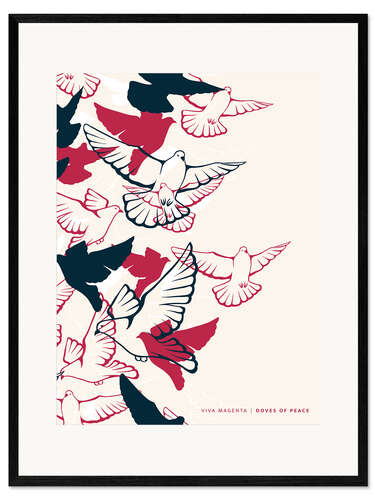 Framed art print Viva Magenta Doves of Peace