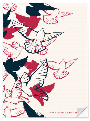 Selvklebende plakat Viva Magenta Doves of Peace