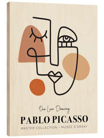 Wood print Pablo Picasso One Line Drawing II