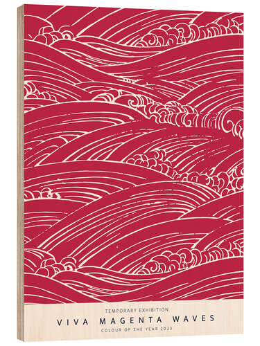 Wood print Viva Magenta Waves I