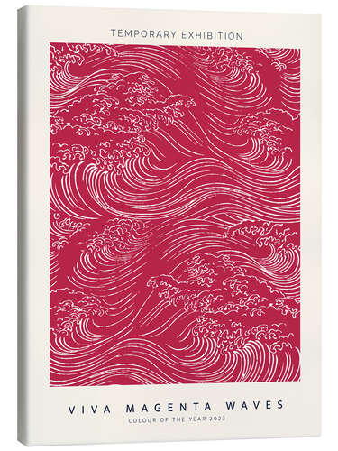 Leinwandbild Viva Magenta Woodcut Waves