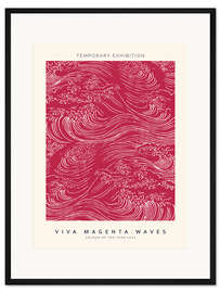Gerahmter Kunstdruck Viva Magenta Woodcut Waves