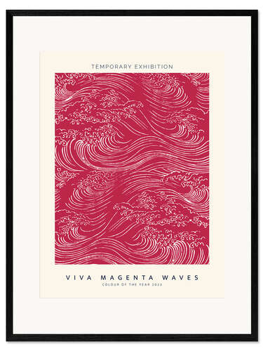 Impression artistique encadrée Viva Magenta Woodcut Waves