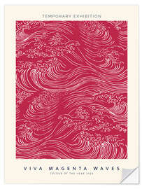 Selvklebende plakat Viva Magenta Woodcut Waves