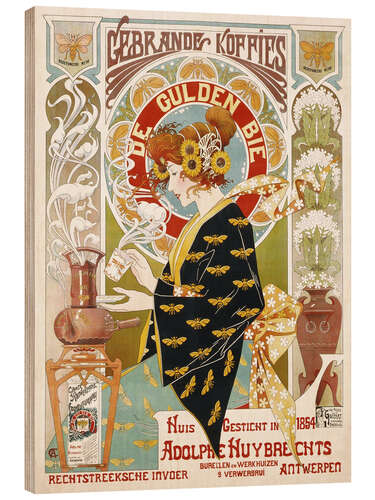 Wood print Coffee Shop Advert - Art Nouveau Café