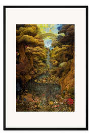 Gerahmter Kunstdruck Fluss durch den Herbstwald