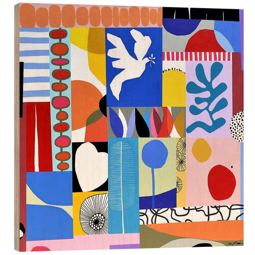 Quadro de madeira Le Portfolio - Mosaic of coloured shapes