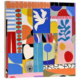 Quadro de madeira Le Portfolio - Mosaic of coloured shapes - Sophie Duplain