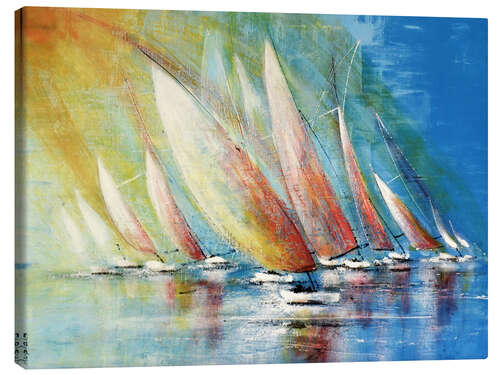 Tableau sur toile Sailboats gliding through the water