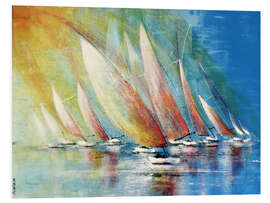 Foam board print Sailboats gliding through the water