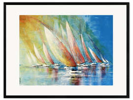 Framed art print Sailboats gliding through the water