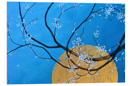 Tableau en PVC Sakura en Turquoise