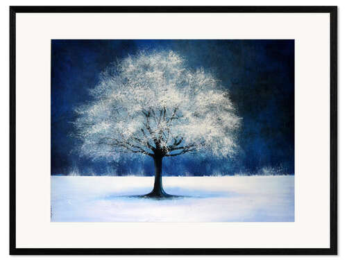 Ingelijste kunstdruk Tree covered in snow