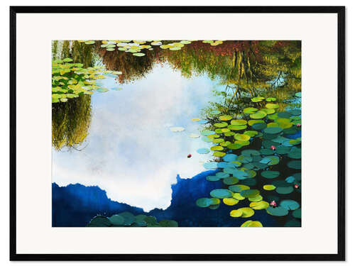 Kehystetty taidepainatus Reflection of the sky on a pond