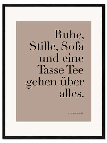 Framed art print Fontane - Ruhe, Sofa & Tee