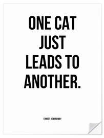 Selvklebende plakat Hemingway - One Cat just Leads to Another.