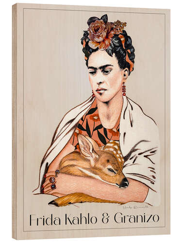 Quadro de madeira Frida Kahlo & Granizo II