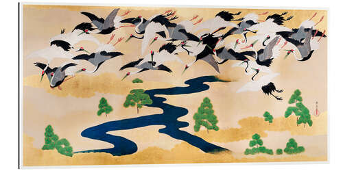 Gallery print Japanese cranes and pines II