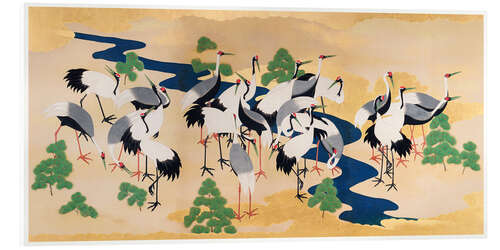 Acrylic print Japanese cranes and pines I