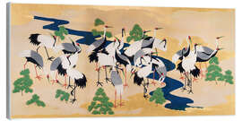 Canvas print Japanese cranes and pines I