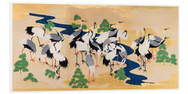 Foam board print Japanese cranes and pines I