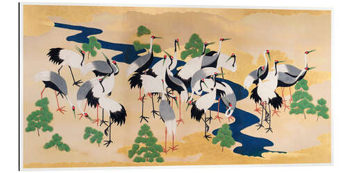 Quadro em plexi-alumínio Japanese cranes and pines I