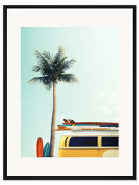 Gerahmter Kunstdruck Surfer Bus