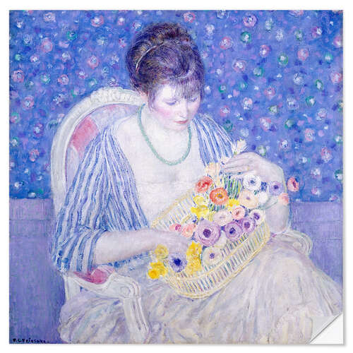 Vinilo para la pared The Basket of Flowers, 1917