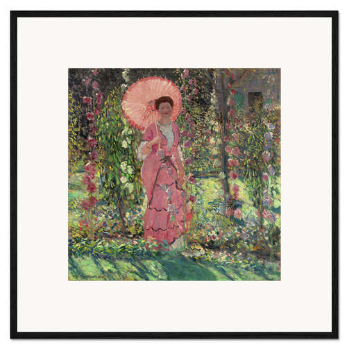 Impressão artística com moldura Hollyhocks, 1913