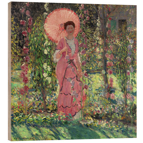 Quadro de madeira Hollyhocks, 1913