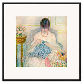 Kunsttryk i ramme A Girl Sewing, 1914