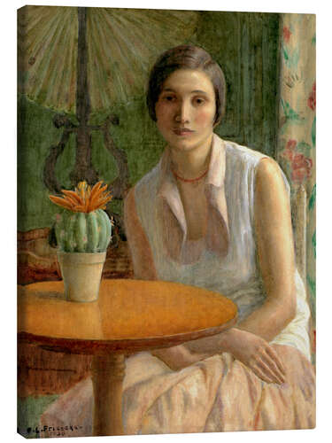 Leinwandbild Porträt einer Frau (mit Kaktus), 1930