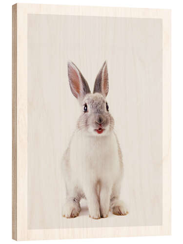 Wood print Smiling Rabbit