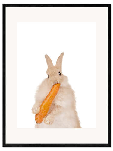 Inramat konsttryck Bunny with a carrot II
