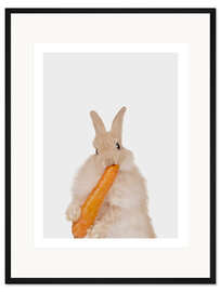 Gerahmter Kunstdruck Kaninchen mit Möhre II
