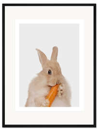 Gerahmter Kunstdruck Kaninchen mit Möhre I