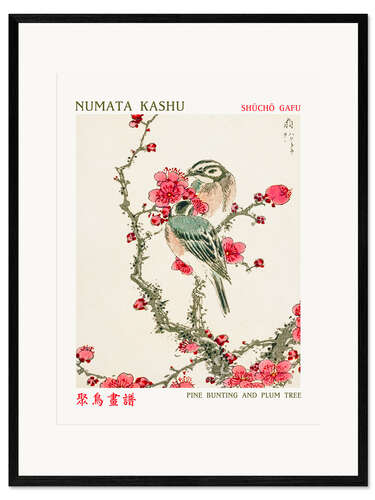 Impression artistique encadrée Pine Bunting & Plum Tree