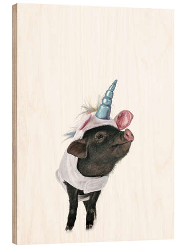 Wood print Unicorn Piglet I