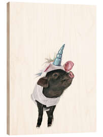 Wood print Unicorn Piglet I