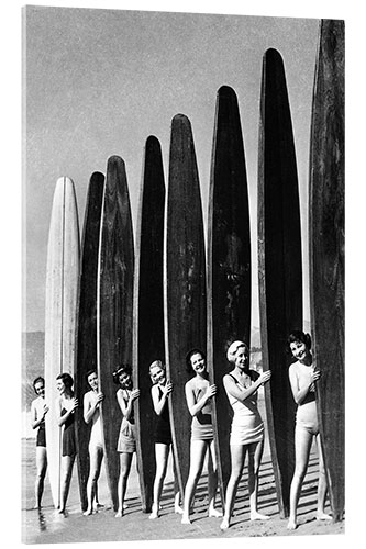 Stampa su vetro acrilico Vintage Surfer Girls