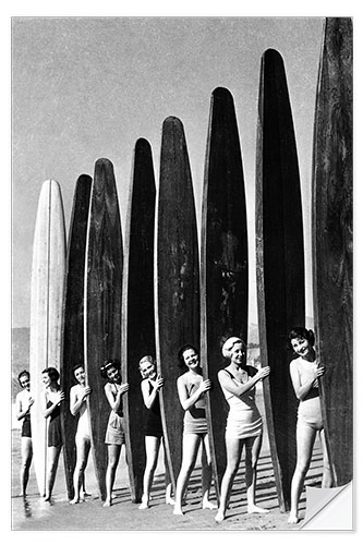 Selvklebende plakat Vintage Surfer Girls