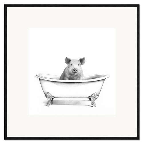 Impresión de arte enmarcada Pig in the Tub
