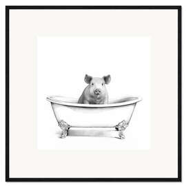 Inramat konsttryck Pig in the Tub