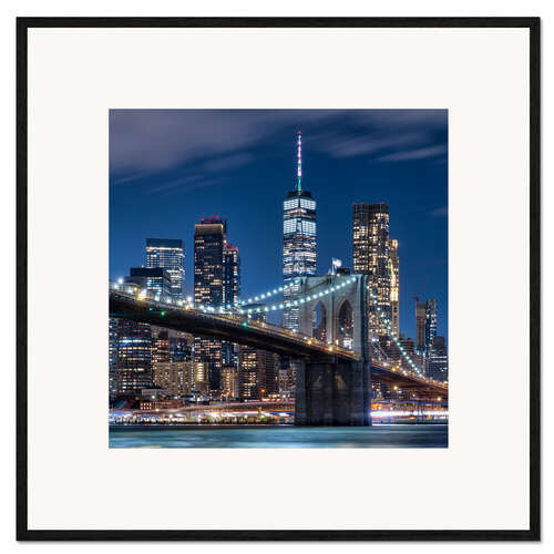 Innrammet kunsttrykk Brooklyn Bridge at Night, New York City