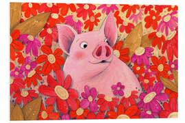 Foam board print Piggy with red flowers