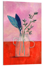 Quadro em plexi-alumínio Flower Vase red and pink